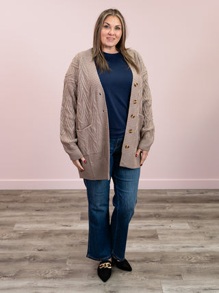 Brooks Button Sweater Cardigan | Light Mocha