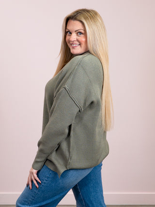 *NEW* Aurora Cozy Sweater | Light Olive