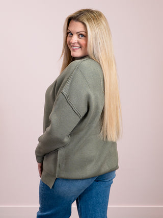*NEW* Aurora Cozy Sweater | Light Olive