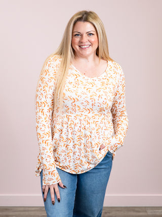 *NEW* Sarah Ruffle LONG Sleeve Top | Autumn Vines