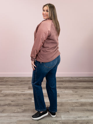 Alpine Fleece Zip Up Bomber Jacket | Rose Taupe