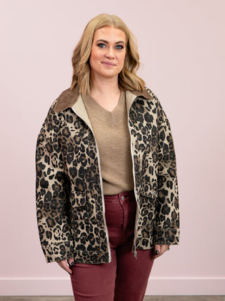 Hallie Leopard Twill Jacket | Mocha