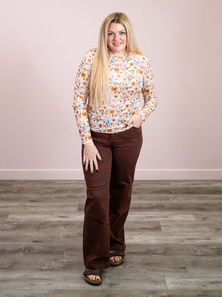 *NEW* Shirley Maggie Mesh Top | Rust Floral