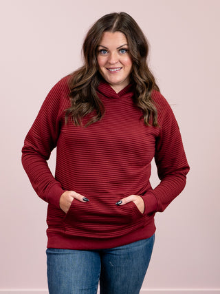 Tatum Textured Pullover Hoodie | Burgundy