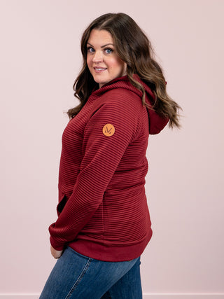 Tatum Textured Pullover Hoodie | Burgundy
