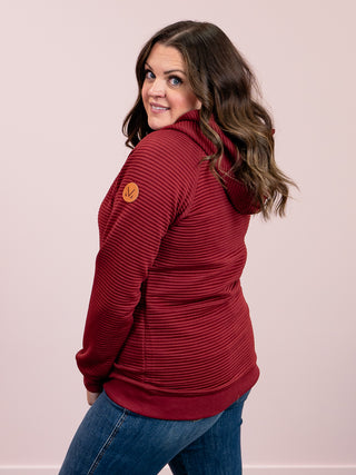 Tatum Textured Pullover Hoodie | Burgundy