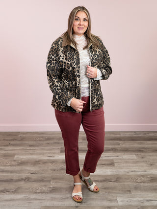 Hallie Leopard Twill Jacket | Mocha