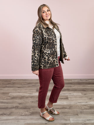 Hallie Leopard Twill Jacket | Mocha