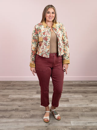 Judy Blue | High Rise | Garment Dyed Burgundy Cuffed Jean | Steve