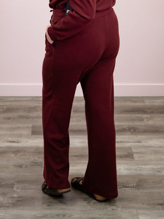 *NEW* RD Style | Philo Wide Leg Waffle Pant | Deep Burgundy