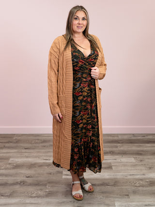 Celia Cable Knit Cardigan | Camel