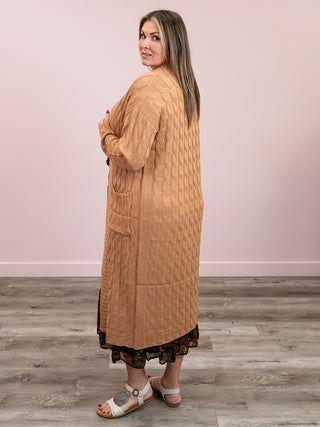 Celia Cable Knit Cardigan | Camel