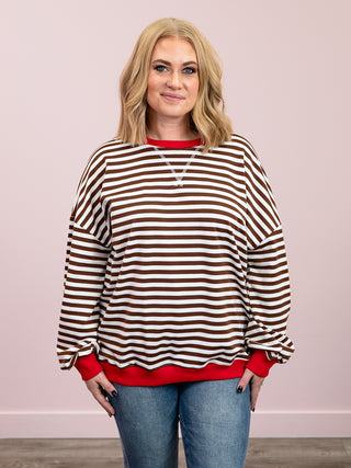 Amberly Striped Pullover | Brown