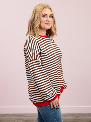 Amberly Striped Pullover | Brown