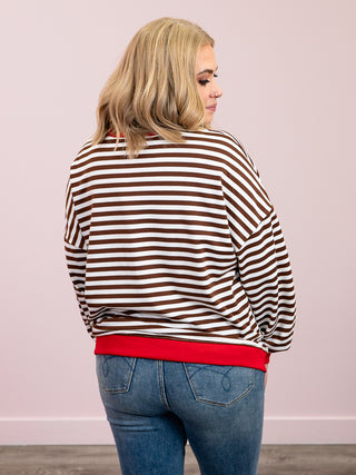 Amberly Striped Pullover | Brown