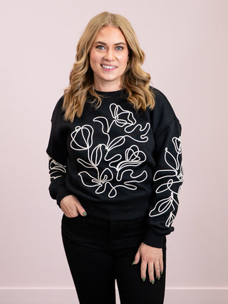 *NEW* DEX | Subtle Beauty Embroidered Sweatshirt | Black