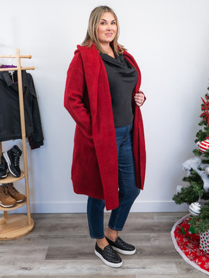 *NEW* RD Style | Gabby Hooded Boucle Coatigan | Red