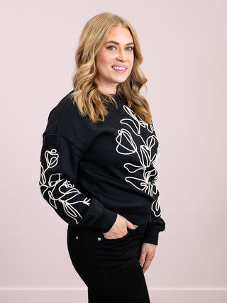 *NEW* DEX | Subtle Beauty Embroidered Sweatshirt | Black