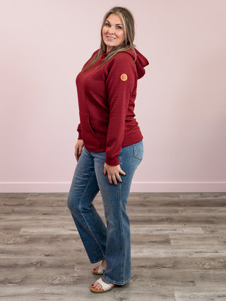 Tatum Textured Pullover Hoodie | Burgundy