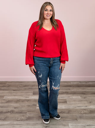 *NEW* Bethany Bow Knit Sweater | Red