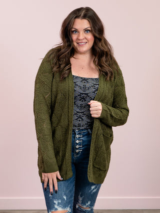 *NEW* Open Knit Cardigan | Olive
