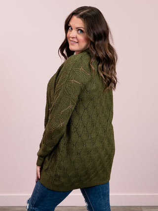 *NEW* Open Knit Cardigan | Olive