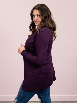 The Key Cardi | LONG | Dark Purple