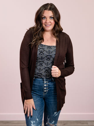 The Key Cardi | LONG | Brown