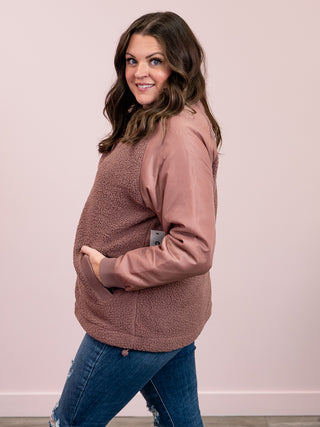 Alpine Fleece Zip Up Bomber Jacket | Rose Taupe