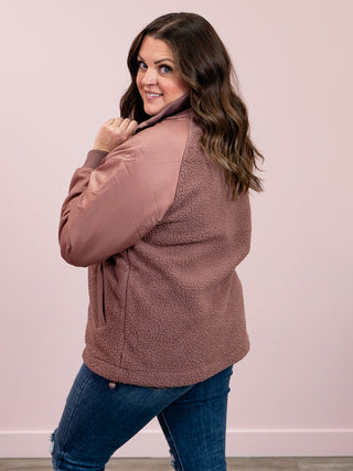Alpine Fleece Zip Up Bomber Jacket | Rose Taupe