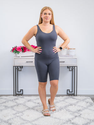 *WAREHOUSE FIND* Oh My! Romper | Charcoal