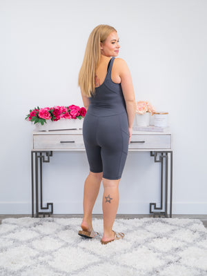 *WAREHOUSE FIND* Oh My! Romper | Charcoal