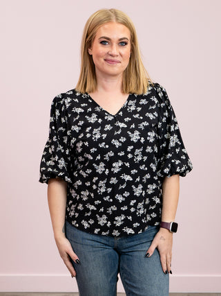 Taylee Floral Top | Black