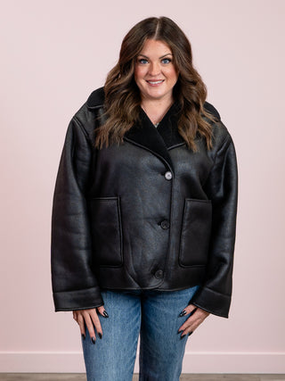 DEX | Susan Double Faced Suede Jacket | Black