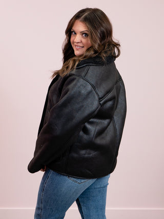 DEX | Susan Double Faced Suede Jacket | Black