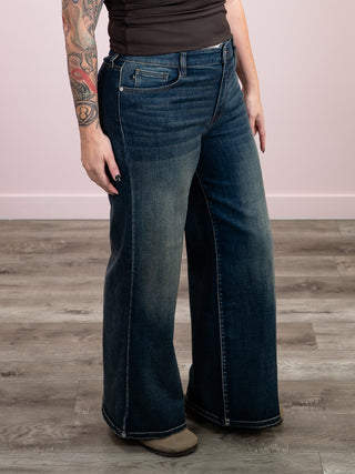*NEW* Judy Blue | High Rise Adjustable LUX Retro Wide | Vintage Dark Blue