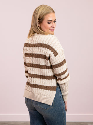 Bessie Striped Sweater | Oatmeal & Mocha