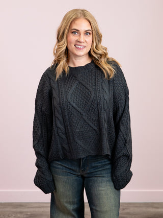 *NEW* Cable Knit Sweater | Charcoal