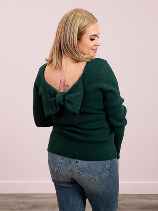 Bridget Back Bow Sweater | Hunter Green