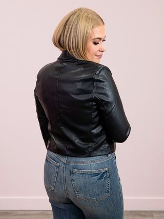 DEX | Isobel Faux Leather Cropped Jacket | Black