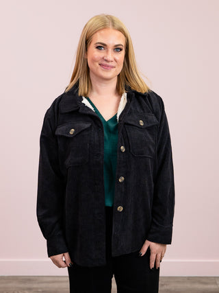 Redwood Sherpa Lined Corduroy Jacket | Black