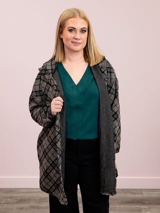 *NEW* Bohemian Plaid Cardigan | Khaki & Black