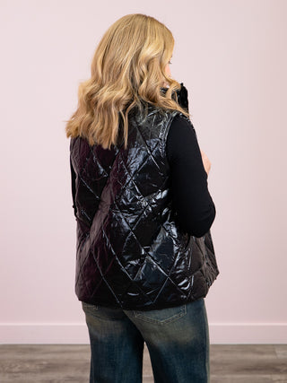 *NEW* Remy Zip Up Vest | Shiny Black