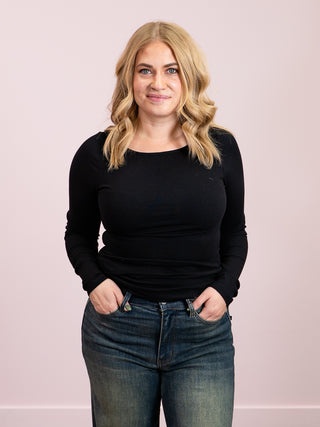 *NEW* Barely There Boat Neck Ribbed Top | Black