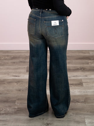 *NEW* Judy Blue | High Rise Adjustable LUX Retro Wide | Vintage Dark Blue