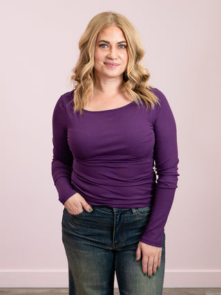 *NEW* Barely There Boat Neck Ribbed Top | Purple Iris