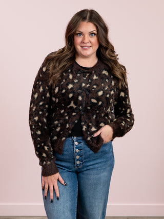 DEX | Calder Soft Touch Patterned Cardigan | Brown Leopard