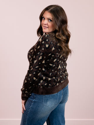 DEX | Calder Soft Touch Patterned Cardigan | Brown Leopard