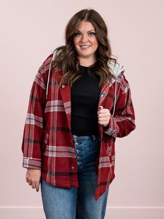 Autumn Range Plaid Hooded Jacket | Burgundy