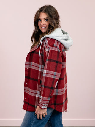 Autumn Range Plaid Hooded Jacket | Burgundy